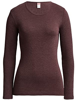 Conta Thermo Langarm Shirt, Longshirt mit natürlicher Baumwolle, wärmende Unterwäsche für Damen, Rundhalsausschnitt, Damenbekleidung, in Farbe Burgund Melange, Größen: 36/XS - 50/4XL