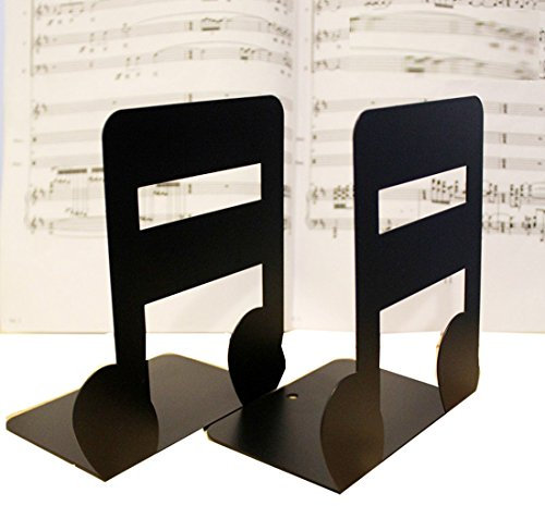 Paire de serre-livres créatifs sur le thème de la musique en métal solide pour enfants et passionnés de musique - Décoration d’intérieur ou de bureau