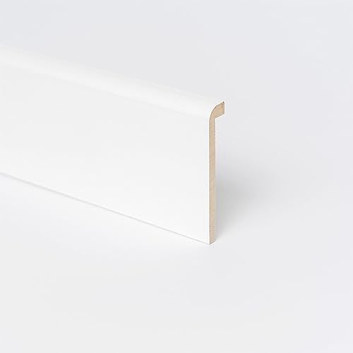 TWE Copri Battiscopa in Legno Bianco per Interni Made in Italy - Resistente a Lavaggi - Dimensione 90x16x2500 mm - Ayous Bianco - Conf. 1pz
