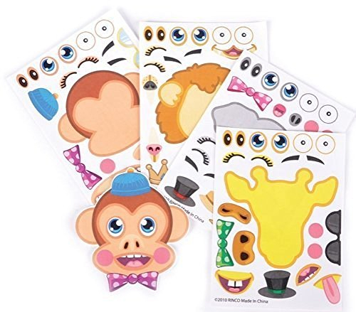 Rhode Island Novelty Make-a-Zoo Jungle Animal Sticker Sheets | 48 Sticker Sheets