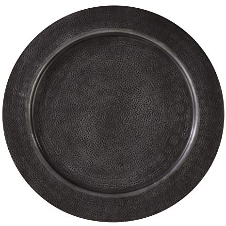 SARO LIFESTYLE CH945.GP13R Ongles Collection Hammered Style Charger Plates (Set of 4), 100% Aluminium, Graphite