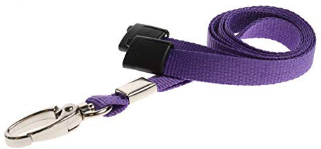 ALG ID Cards® Cordino staccabile, tinta unita, con chiusura di sicurezza, cordino da collo viola con clip in metallo, cordino per porta badge (cordino viola)