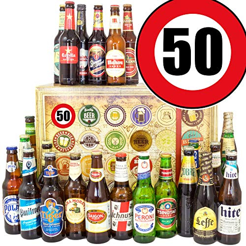 Geschenk für Männer zum 50. - mit 24 Biersorten der Welt - Bier Paket - Kalender Weihnachten Bier 2024 2025