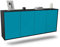Dekati Sideboard Lakewood hängend (180x77x35cm) Korpus anthrazit matt - Front Türkis - Push to Open