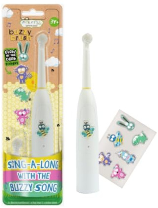 Jack N' Jill Kids Buzzy Brush Electric Musical Toddler Toothbrush – Kids Electric Toothbrush for Ages 3+, With LED Lights & Brushing Timer, Child-Friendly, Water Resistant, Battery Operated, Pack of 1