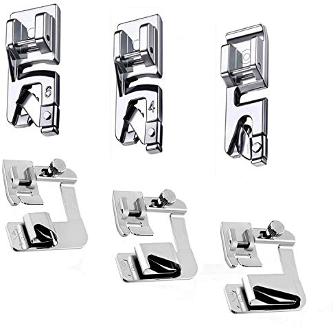 Lot de 6 Pieds à ourler pour Machine à Coudre Brother, Singer, Janome - Tige Basse - Utilisation de Machine à Coudre - Pied presseur pour Ourlet roulé