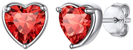 Clou d'oreille Rubis Boucle doreille Femme Argent 925 Rouge Light Red Crital Religion Pierre Coeur Zirconic Cubique Juillet Bijou Cadeau Meilleur Amie Souvenir Mariage Maman Noël Valentin