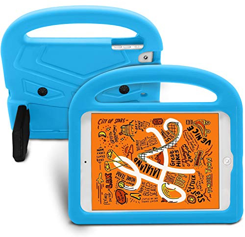 MiusiCase Custodia Protettiva per iPad Mini 5/4/3/2 7.9 Pollici - Leggera Cover in Silicone Antiurto con Supporto e Maniglia per Bambini (Blu)