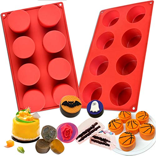Muyulin Round Chocolate Covered Strawberries Molds, 2 Pack Silicone Cylinder Mould for Oreos Covered Candy Cookie Chocolate Cake Brownie Pudding Jello…