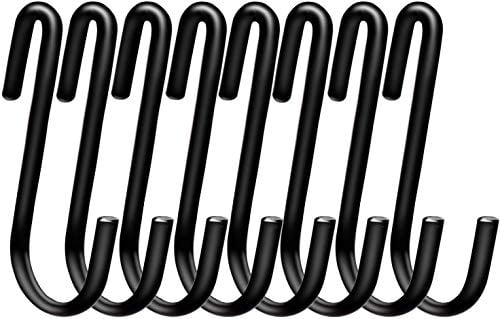 Swatowot Lot de 20 grands crochets de suspension robustes en forme de S de 6 cm pour cuisine, salle de bain, chambre à coucher et bureau (20 pièces, petit, noir)