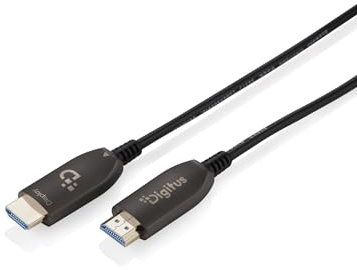 DIGITUS Cable HDMI de fibra óptica – 30 m – UHD 8k 60 Hz 4k 120 Hz | HDMI 2.1 – 48 Gbps – eARC, HDR, HDCP 2.2, CEC – Cable híbrido AOC – Cable HDMI de FO – Negro
