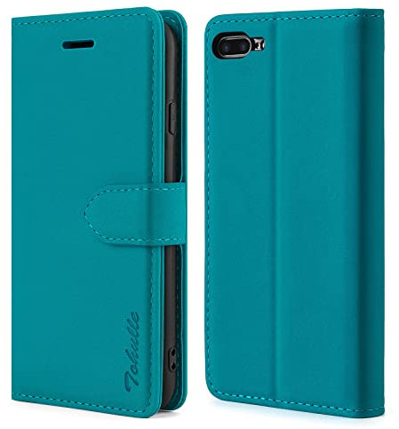 TOHULLE Case for iPhone 7 Plus iPhone 8 Plus, Premium PU Leather Wallet Case with Card Holder Kickstand Magnetic Closure Flip Folio Case Cover for iPhone 7 Plus/8 Plus - Blue