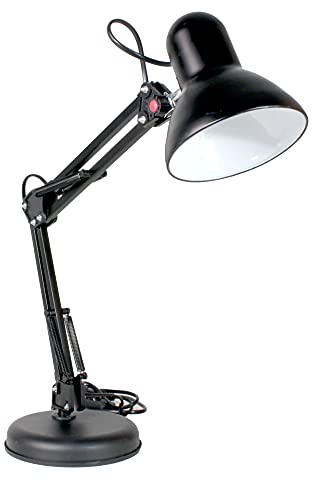 wonderlamp - Avati schwarze Gelenkleuchte, Retro-Schreibtischlampe, Gelenkkörper und Kopf, Glühbirne 1xE27