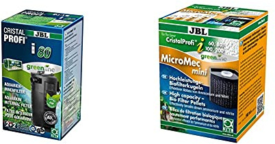 JBL CristalProf i80 greenline Energieeffizienter Innenfilter für Aquarien mit 60-110 L, 6097200 & MicroMec 6092900 Filtereinsatz mit Hochleistungs-Filterkugeln für CristalProfi i