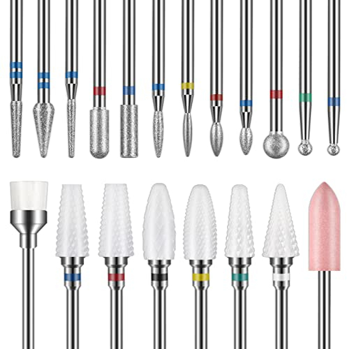 Depvko Nail Drill Bits 20Pcs, 3/32'' Ceramic Carbide Drill Bits for Nails, Nail Bits for Nail Drill, Diamond Nail Drill Bit Set for Cuticle Remover Manicure Pedicure (20Pcs)