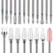 Depvko Nail Drill Bits 20Pcs, 3/32'' Ceramic Carbide Drill Bits for Nails, Nail Bits for Nail Drill, Diamond Nail Drill Bit Set for Cuticle Remover Manicure Pedicure (20Pcs)