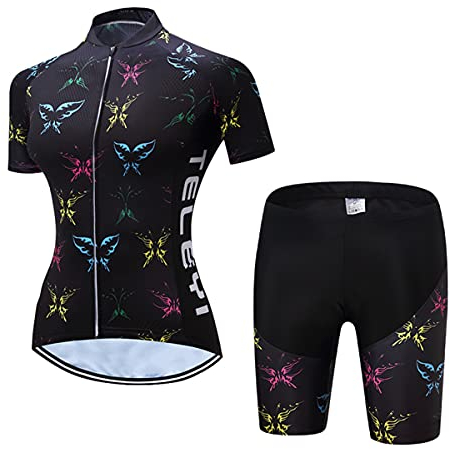 Hotlion Damen Radtrikot Set Trägerhose Anzüge Sommer Rennrad Bekleidung