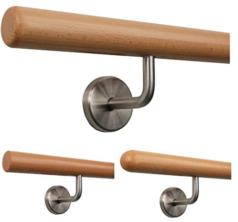 TIBU Handlauf Holz Buche Ø 35 mm Geländer Treppe 0,3m - 5m, Länge 30 cm und Enden Radius gefräst