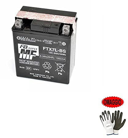 COMPATIBLE WITH APRILIA 150 Mojito 2008 BATTERY ALREADY TO USE FURUKAWA YTX7L-BS BATTERIES 6 AMPERE 12 VOLT SPECIFIC FOR MOTORCYCLE SCOOTER 113X70X130