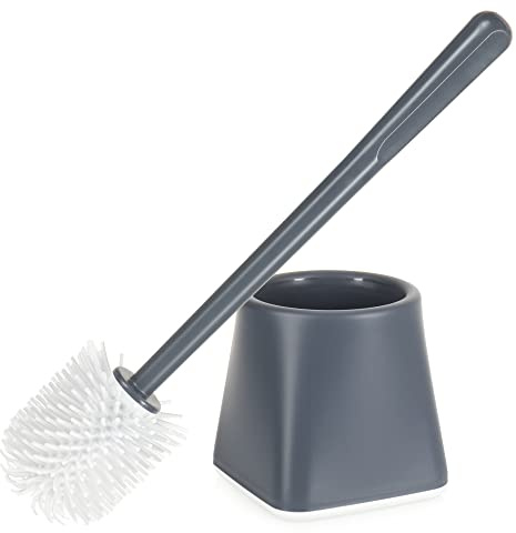 com-four® WC-Bürste mit Halter - Toiletten-Bürste mit hygienischen Silikon-Borsten und Ständer - Kunststoff Klo-Reinigungsbürste für Bad und Gäste-WC [Auswahl variiert] (1 Stück - Silikon)