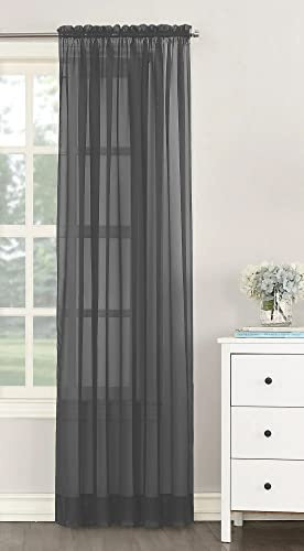 NetCurtainsUK Single Plain Voile Net Curtain Sheer Panels Slot Top Heading (Grey, 140cm (55'') Wide x 229cm (90'') Drop) (HMPVP01)