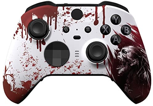eXtremeRate Carcasa para Xbox One Elite Mando, Accesorios Reemplazo Kit, Protectora Funda Placa Frontal con Anillos de Joystick para Xbox One Elite Series 2 Modelo 1797 - Zombie de Sangre