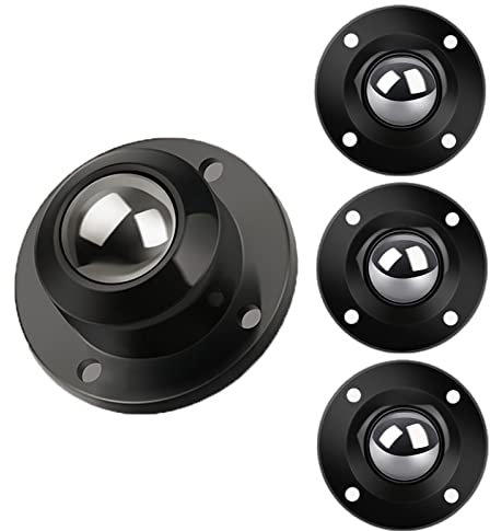YHBZ 360°Swivel Caster Wheels,Steel ball casters,Punch free roller,Storage box Fixed Castor,Pack of 4,Replacement Wheel Casters,Mute Flowerpot Castors,Black