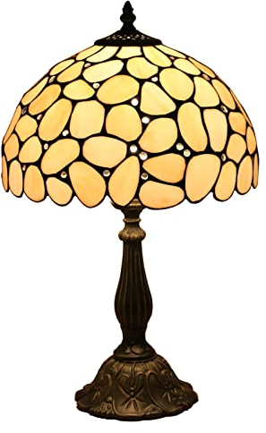 Uziqueif Tiffany Tischlampe, 12 Zoll Tiffany Style Lampe, Lampenschirm Glas, Modern Art Deco Lampe, Tischlampen für Schlafzimmer Nachttischlampe Office
