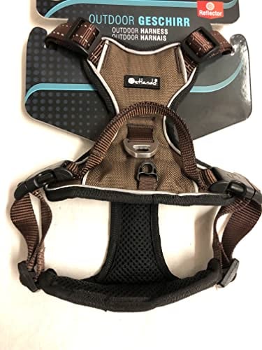 Petlando Mesh Outdoor-Hundebrustgeschirr mit reflektierenden Streifen L Mocca Brustumfang 68-82 cm