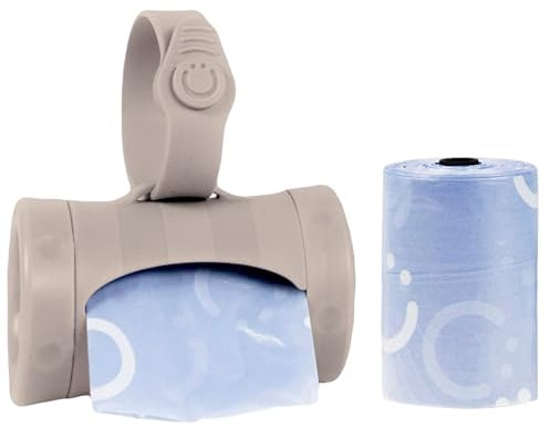 Ubbi Retractable On-the-Go Bag Dispenser for Baby Travel, Diaper Bag Accessory Must Have for Newborns, Helpful Baby Accessory, Taupe