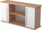 bümö Sideboard Nussbaum/Weiß mit Flügeltüren & Regal - Büromöbel Sideboard Holz 166cm breit, 45cm schmal, Büro Schrank für Flur oder als Wohnzimmer-Kommode mit Chromgriff