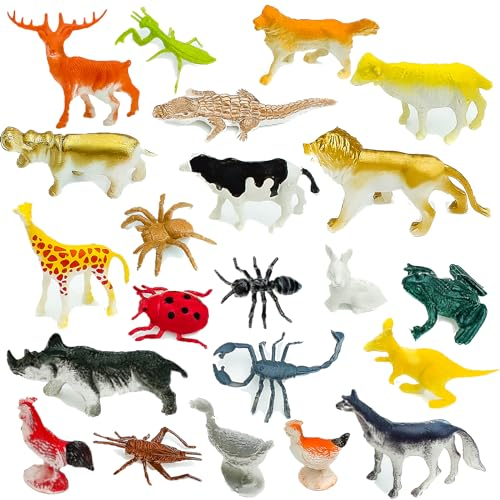 XWCHASA 24Pcs Mini Bauernhof Tierfiguren, Tiere Spielzeug für Kinder, Tiere Figuren Bauernhoftiere Mini Tiere Spielzeug Realistische Scheunentiere Kunststoff Tierfiguren
