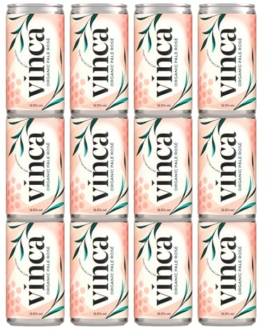 Vinca - Organic Canned Pale Rosé Wine Dry 12.5 Percent ABV, Pale Organic Crisp Fruity, 100 percent Sicilian Grapes, Savoury and Elegant Notes, Fresh Notes, Vegan, Gluten Free, 12 x 187 ml