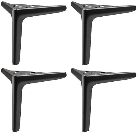 4 Stück Metall Dreieck Tischbeine,Dreieckige Metall Möbelfüße,Metall Möbelbeine Schwarz Set,für Schrank/Sofa/Couchtisch/'TV-Schrank/Badezimmerschrank Ersatzkabinettfüße (20cm/7.87in)