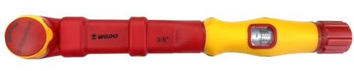 WEDO Clé dynamométrique isolée de 3/8, clé dynamométrique de 5 à 25 Newton/mètre, longueur 285 mm, marquages haute visibilité pour des lectures faciles, poignée isolée 1000V, IEC 60900