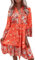 Robe été Femme Mi Longue Cache Coeur Femme Robe d'été Californienne avec Poches et Short intégré Couleur Unie Col V Mini Robe Dentelle Creuse Robes à Manches à Volants Robe de Plage Robe Mi-Longue