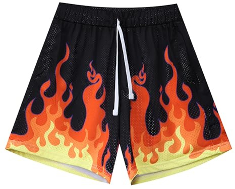 DIOTSR Herren-Basketballshorts, cooler Retro-Style, Kordelzug an der Taille, Freizeit, Training, Sport