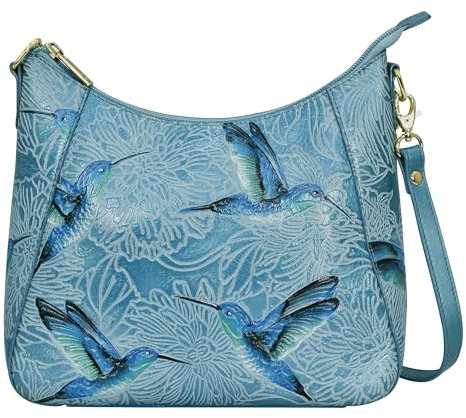 Anuschka Damen Zip-top Shoulder Hobo-709 Tasche, Blau