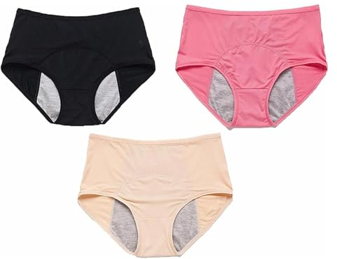 Yacriso 3er-Pack auslaufsichere Damenunterwäsche, auslaufsichere Höschen für Frauen bei Inkontinenz (XL,a)