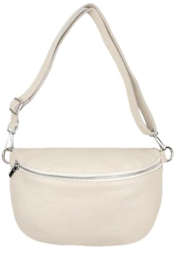 Sa-Lucca Fashion Damen Bauchtasche Bodybag echt Leder 28 x 20 x 7 cm Reißverschluss/Funktionselemente silberfarbig