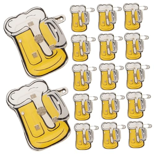 GALPADA 75 Pièces broche LED chope de bière - Pin's bière clignotant - Lumière LED aléatoire bar décorations de l'oktoberfest dégustation vêtements épingles à linge chope de bière LED pin