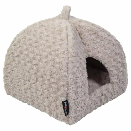 JACK AND VANILLA, Iglu, Hundekorb, Softy-Modell, beige Rosettenfarbe, Größe XS, 40 x 40 x 40 cm