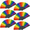 Temogole 6 Pack Pride Rainbow Folding Fans Decorations Pride Fan Gay Lesbian Wedding Pride Decor LGBT Pride Month Parade Accessories Party Favors Stuff Hand Fans for Women Men, Vertical Rainbow Black