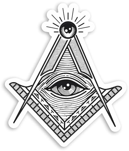 2 x 10cm Masonic Freemason Logo Vinyl Stickers - All Seeing Eye Sticker #70836