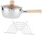 OQHAIR 1 Juego de sartenes de Acero Inoxidable para Nieve, Estufa de Cocina al Aire Libre, Utensilios de Cocina de Acero Inoxidable, sartenes con Tapas, Calentador de Leche, Olla para Ver