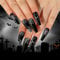 AUEJACKY Ongles d'Halloween, 24 pièces d'ongles d'Halloween à coller, ongles noirs d'Halloween, ongles d'araignée, faux ongles pour femmes et filles pour la décoration d'Halloween