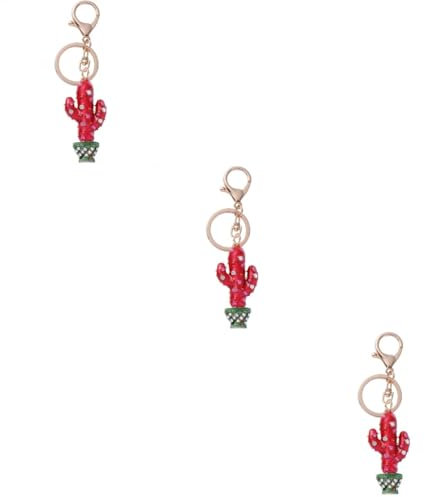 SAFIGLE 3pcs Cactus Keyring Metal Keychain Pendant Decorative Key Holder for Car Keys