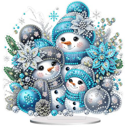 Starnearby DIY Diamond Painting Weihnachten Tisch Deko, 5D Diamant Painting Weihnachten Neu, Diamond Painting Winter Stehend Kunst Set für Anfänger Hausgeschenk Deko (Schneemann 1)