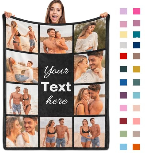 ROHBVMN Personalisierte Decke mit Foto- und Textdruck,Decke personalisiert babydecke, kuscheldecke personalisiert für Freundin, Freund,Ehemann, HD-Druck Foto-Decke fotodecke selbst gestalten
