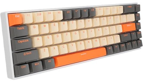 ASHATA 60% Mechanische Gaming Tastatur, 68 Tasten, Kompakte Mechanische Tastatur, RGB Hintergrundbeleuchtung, Ergonomische Typ C Gaming Tastatur mit Rotem Schalter für PC mit USB